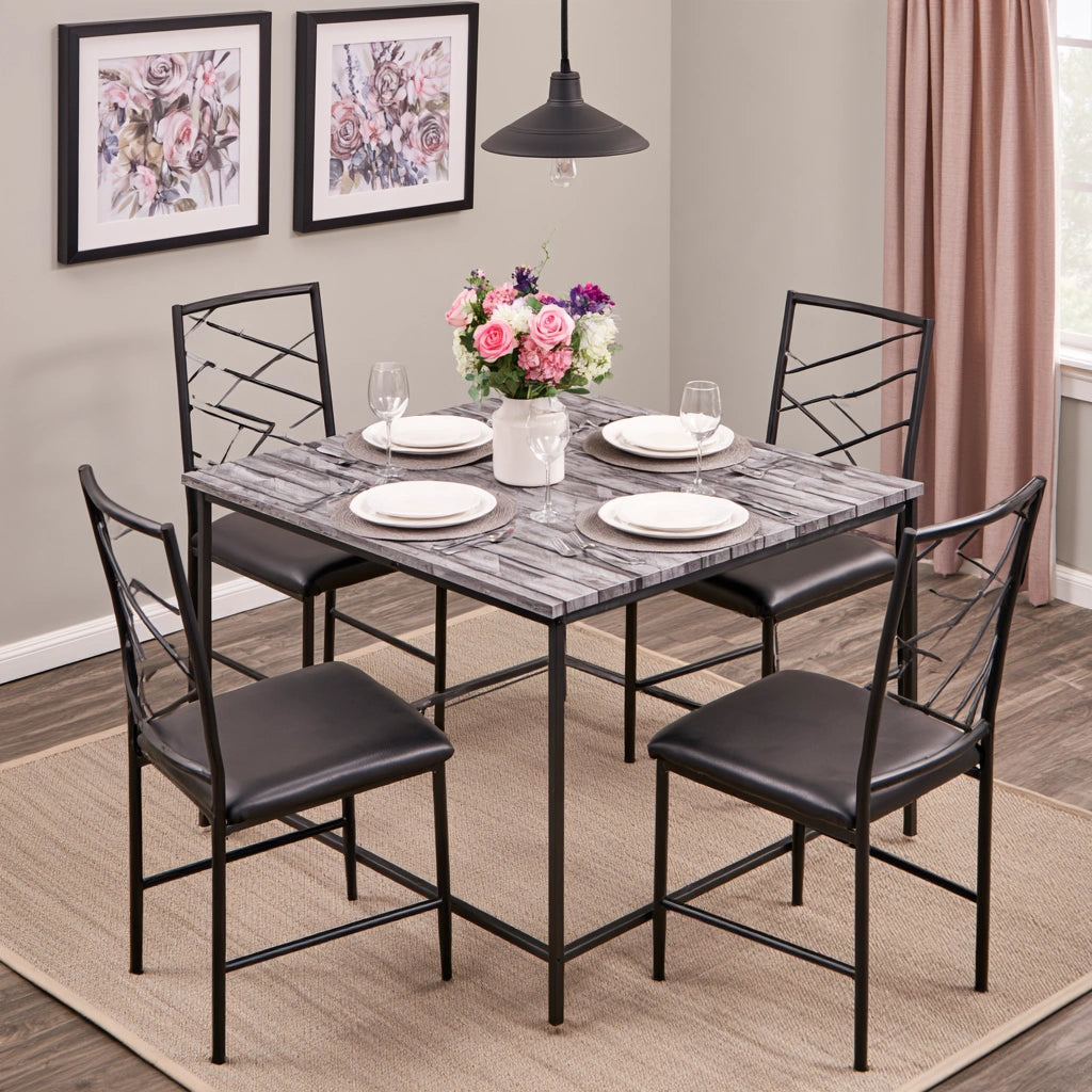 Eetkamerset met tafel en stoelen, kleur grijs