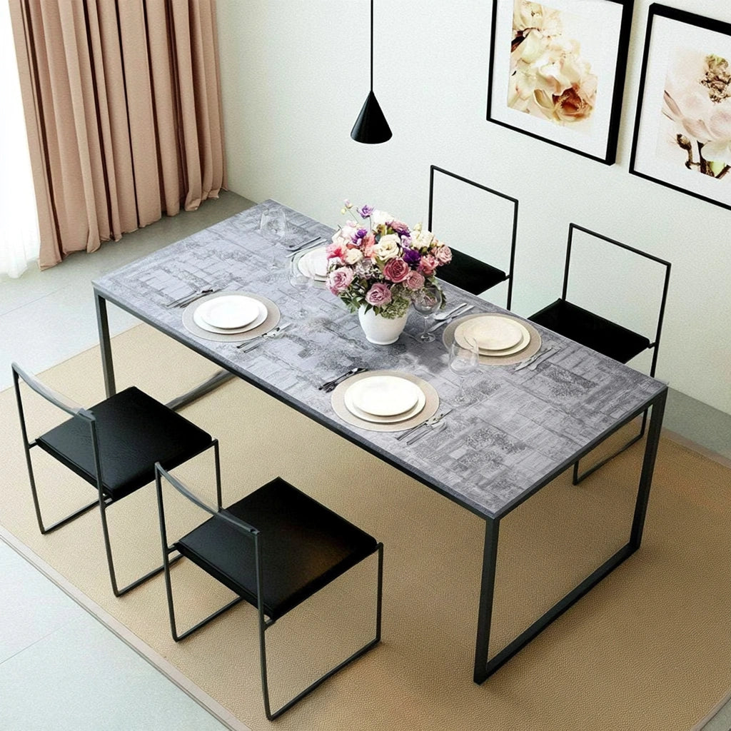 Eetkamerset met tafel en stoelen, kleur grijs