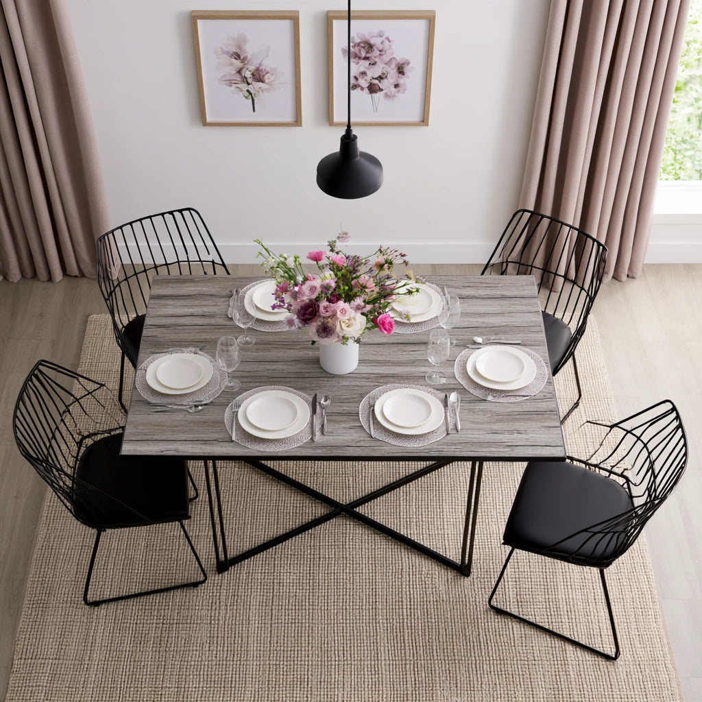 Eetkamerset met tafel en stoelen, kleur grijs